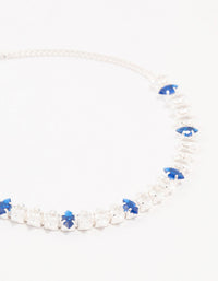 Silver Alternating Cluster Marquise Blue Cubic Zirconia Toggle Bracelet - link has visual effect only