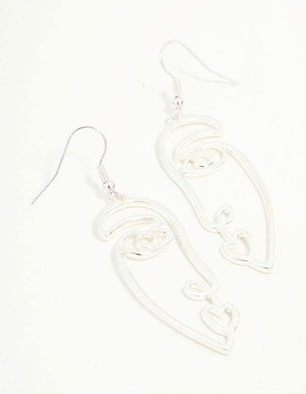 Silver Face Drop Earrings