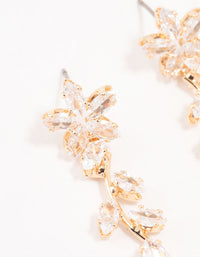 Gold Cubic Zirconia Flower Trail Drop Earrings - link has visual effect only