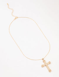 Gold Radiant Cubic Zirconia Cross Necklace - link has visual effect only