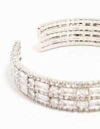 Rhodium Cubic Zirconia Layered Wrist Cuff - link has visual effect only