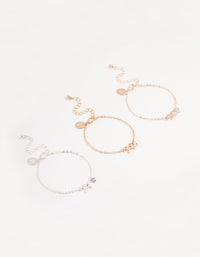 Mixed Metals Diamante Bow Bracelets 3-Pack - link has visual effect only