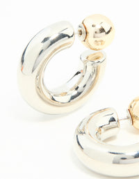 Mixed Metals Chunky Ball Hoop Earrings - link has visual effect only