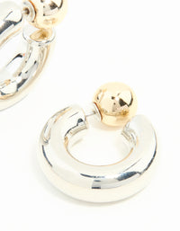 Mixed Metals Chunky Ball Hoop Earrings - link has visual effect only