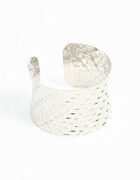 Silver Woven Large Wrist Cuff - link has visual effect only