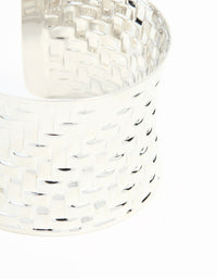 Silver Woven Large Wrist Cuff - link has visual effect only