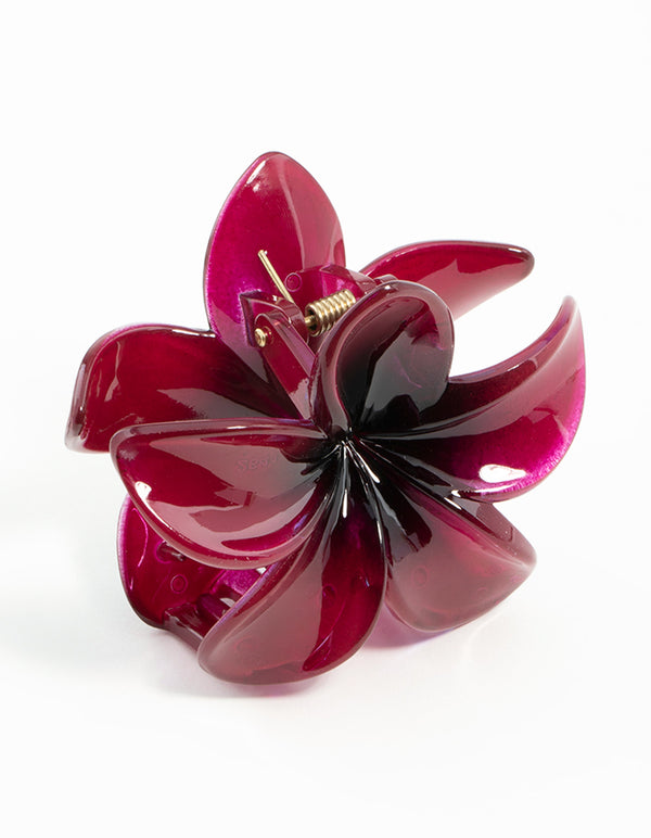 Burgundy Ombre Hibiscus Claw Clip