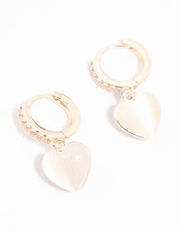 Rose Gold Plated Heart Drop Pave Set Diamante Hoop Earrings - link has visual effect only