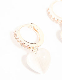 Rose Gold Plated Heart Drop Pave Set Diamante Hoop Earrings - link has visual effect only