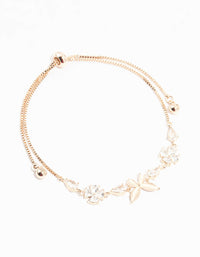 Rose Gold Plated Butterfly Cubic Zirconia Flower Toggle  Bracelet - link has visual effect only