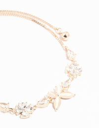 Rose Gold Plated Butterfly Cubic Zirconia Flower Toggle  Bracelet - link has visual effect only