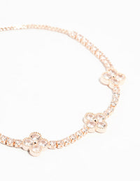 Rose Gold Plated Cubic Zirconia Clover Station Toggle Bracelet - link has visual effect only