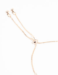 Rose Gold Plated Cubic Zirconia Clover Station Toggle Bracelet - link has visual effect only