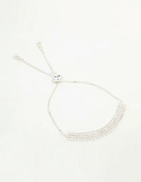 Silver Diamante Thick Cup chain Toggle Bracelet - link has visual effect only