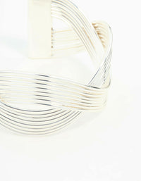 Silver Wave Cross Wire Wrist Cuff - link has visual effect only