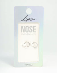 Titanium Cubic Zirconia & Spiral Nose Rings 2-Pack - link has visual effect only