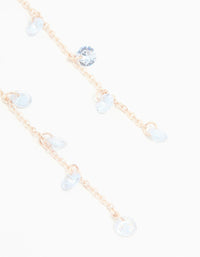 Rose Gold Blue Cubic Zirconia Droplet Drop Earrings - link has visual effect only