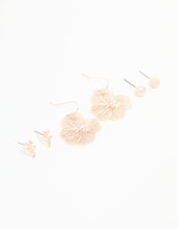 Rose Gold Floral Earrings 3-Pack - link has visual effect only