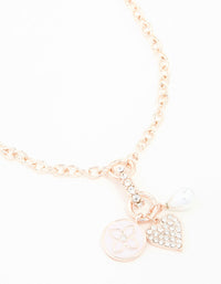 Rose Gold Diamante Heart, Flower & Pearl Necklace - link has visual effect only