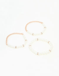 Rose Gold &  Pearl Bracelets Stretch Bracelets 3-Pack - link has visual effect only