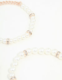 Rose Gold &  Pearl Bracelets Stretch Bracelets 3-Pack - link has visual effect only