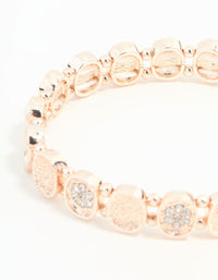 Rose Gold Bezel Disc & Diamante Stretch Bracelet - link has visual effect only