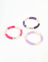 Pink & Purple Rose Gold Stretch Bracelets 3-Pack - link has visual effect only