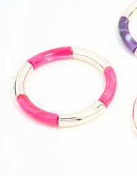 Pink & Purple Rose Gold Stretch Bracelets 3-Pack - link has visual effect only