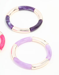 Pink & Purple Rose Gold Stretch Bracelets 3-Pack - link has visual effect only