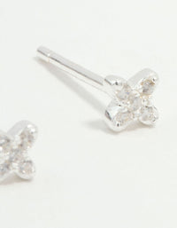 Mini Sterling Silver Cubic Zirconia Clover Stud Earrings - link has visual effect only