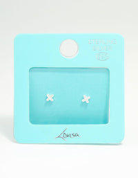 Mini Sterling Silver Cubic Zirconia Clover Stud Earrings - link has visual effect only