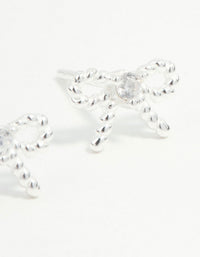 Sterling Silver Textured Bow Stud Earrings - link has visual effect only