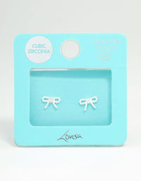 Sterling Silver Textured Bow Stud Earrings - link has visual effect only