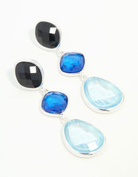 Mixed Shape Blue & Black Diamante Drop Earrings - link has visual effect only