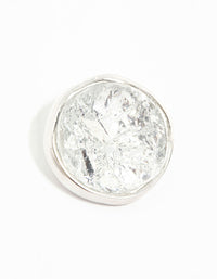 Large Rhodium Crinkle Circle Stud Earrings - link has visual effect only