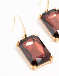 Large Baguette Cut Burgundy Diamante Drop Gold Earrings - link has visual effect only