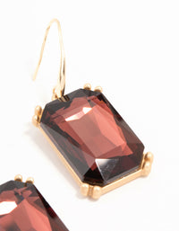 Large Baguette Cut Burgundy Diamante Drop Gold Earrings - link has visual effect only