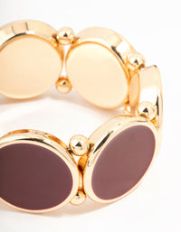 Gold Circle Burgundy Beaded Stretch Bracelet - link has visual effect only