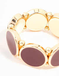 Gold Circle Burgundy Beaded Stretch Bracelet - link has visual effect only