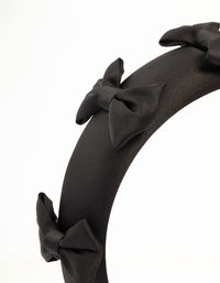 Black Fabric Puffy Small Bow Headband - link has visual effect only