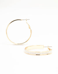 Silver Medium Glitter Hoop Earrings - link has visual effect only