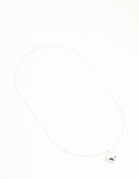 Silver Puffy Heart Ball Chain Necklace - link has visual effect only