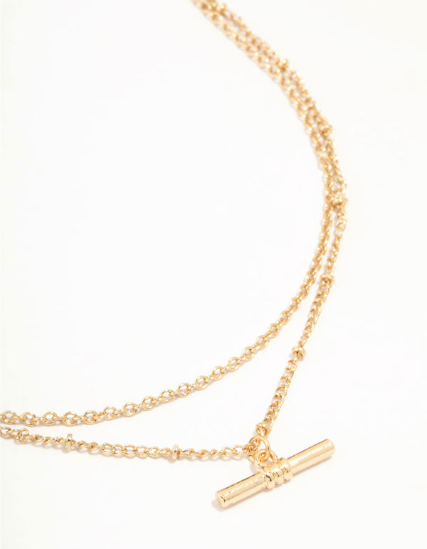 Gold Layered Bar Necklace