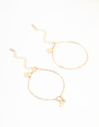 Gold Disc & Ball Toggle Charm Bracelets 2-Pack - link has visual effect only