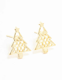 Gold Cut Out Tree Stud Earrings - link has visual effect only