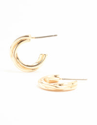 Gold Chunky Twisted Huggie Earrings - link has visual effect only