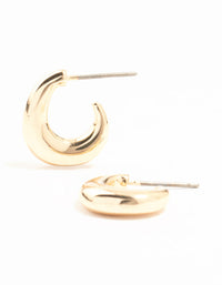 Gold Warped Chunky Huggie Earrings - link has visual effect only