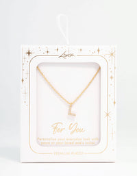 Gold Plated Cubic Zirconia Letter L  Necklace - link has visual effect only