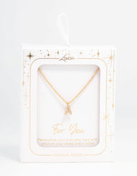 Gold Plated Cubic Zirconia Letter A Necklace - link has visual effect only