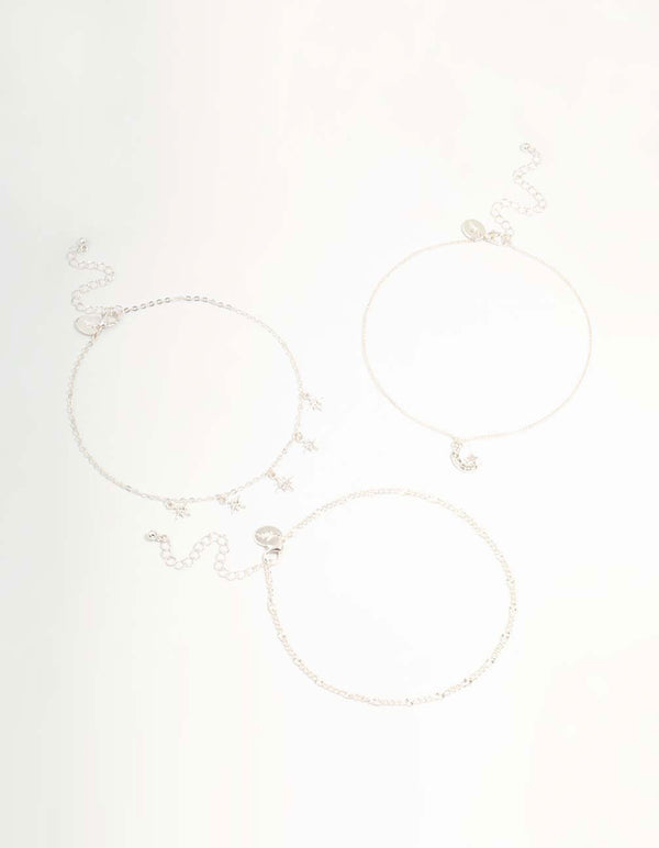 Silver Celestial Choker Necklaces 3-Pack